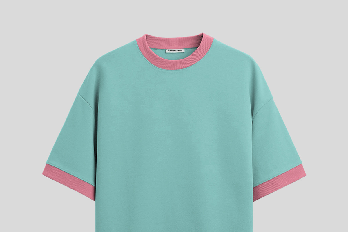 Oversized ringer t-shirt mockup, an Apparel Mockup by Barmecide Mockup Studio (Photo 4 of 4)