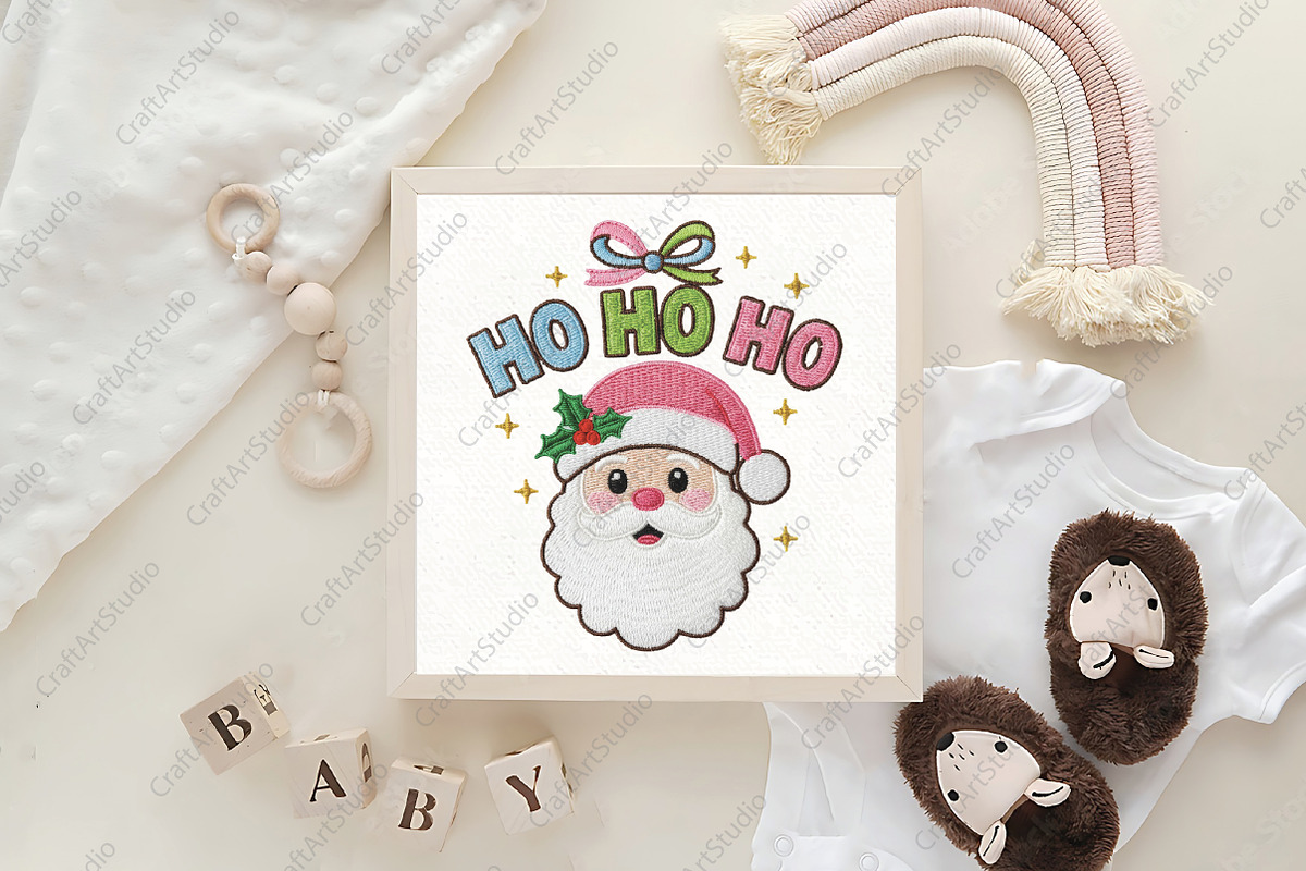 Embroidery Ho Ho Santa Face PNG, an Illustration by CraftArtStudio (Photo 4 of 4)