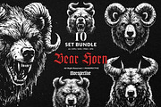 10 Bundle Dark Art Bear Horn Animal, an Illustration by Morspective (Thumbnail 1 of 7)