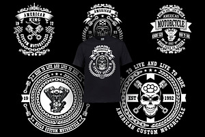 Black - MotorCycle T-Shirt Design