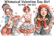 Whimsical Valentine Day Girl Clipart, an Illustration by CraftArtStudio (Thumbnail 1 of 6)
