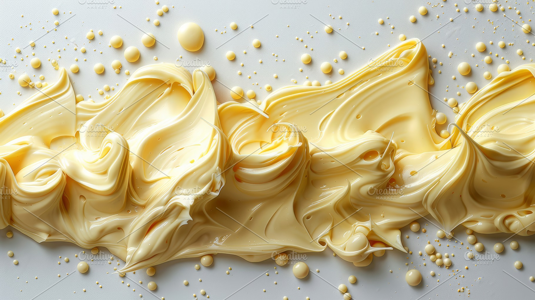 Spilled Condensed Milk Isolated on White Background - Creamy Texture and Delici, a Photo by AS photostudio