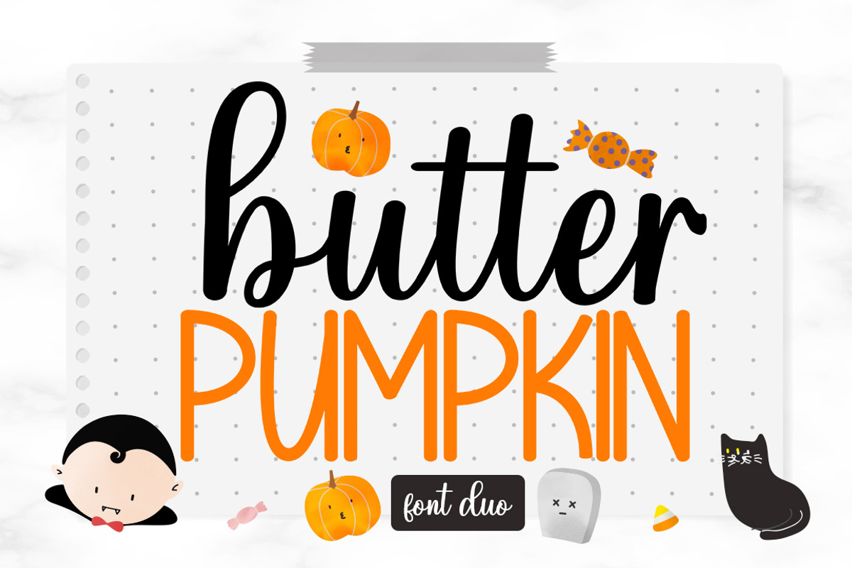Butter Pumpkin Font Duo, a Script Font by Rotterlab Studio (Photo 1 of 7)