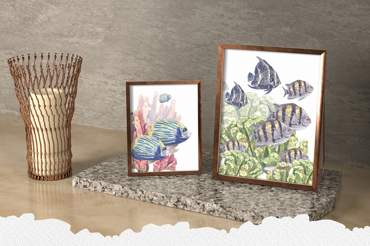 Coral Reef Watercolor Clipart, an Animal Illustration by Nastya Che (Photo 13 of 14)