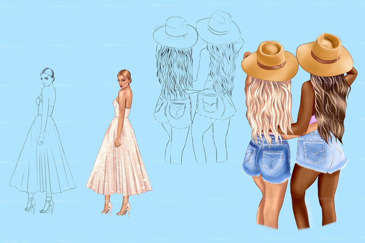 Procreate stamps, fashion girls, a Brush Add-On by MajorArtTm (Photo 3 of 3)