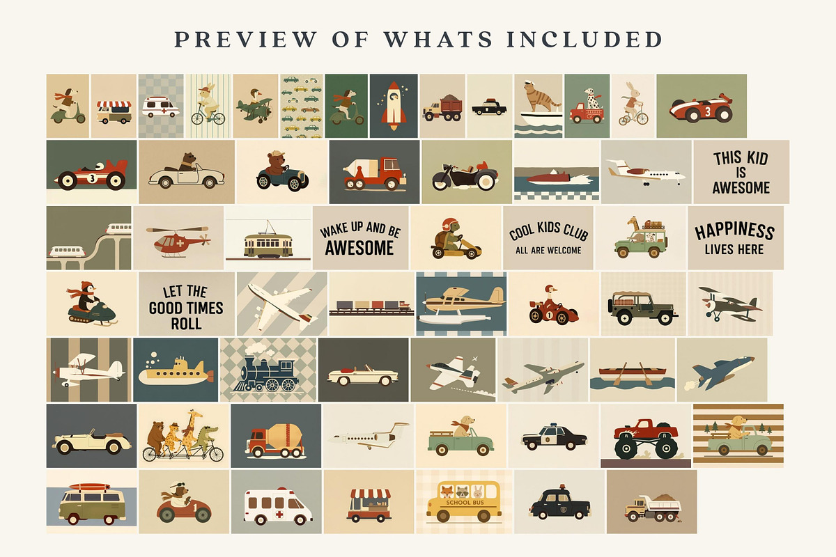 100 Retro Kids Room Prints Bundle –, a Graphic by Malunio (Photo 3 of 5)