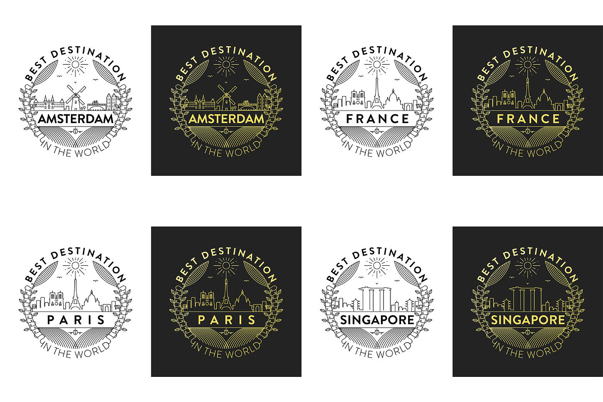 44 Linear City Badges, an Outline Icon by Kursat Unsal (Photo 8 of 25)