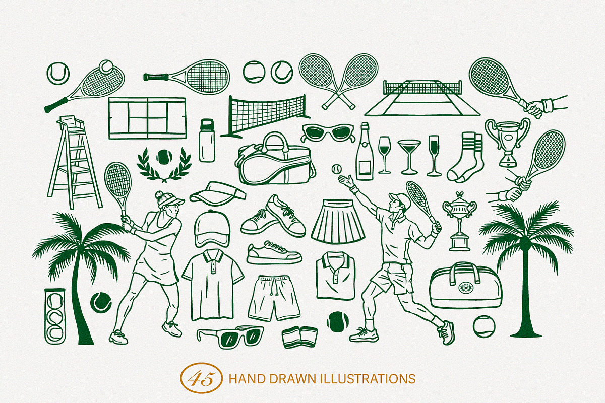 Hand-drawn Tennis Illustrations, an Illustration by cd-design.co (Photo 2 of 7)