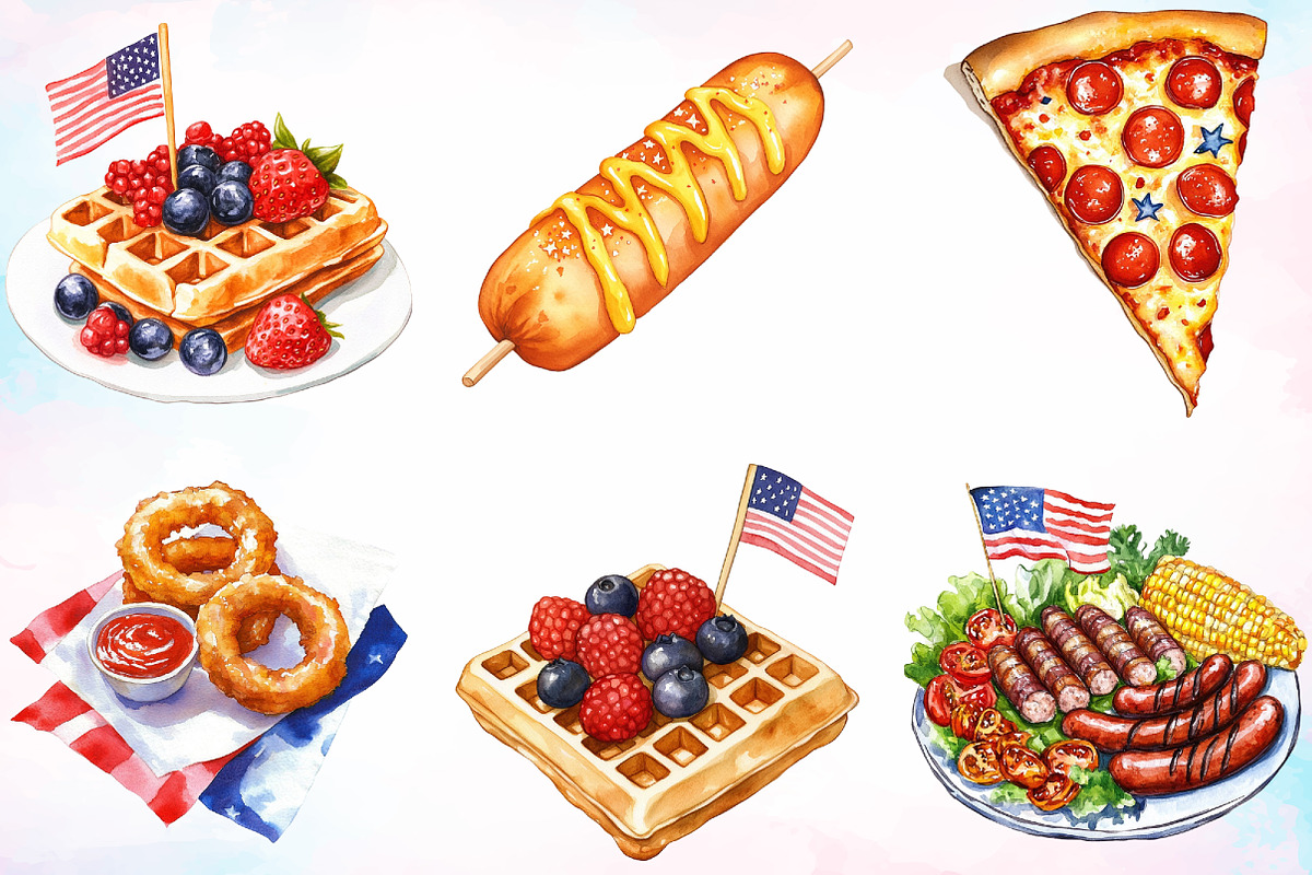 Watercolor Memorial Day Fast Food, an Illustration by Canvas Craft (Photo 2 of 4)