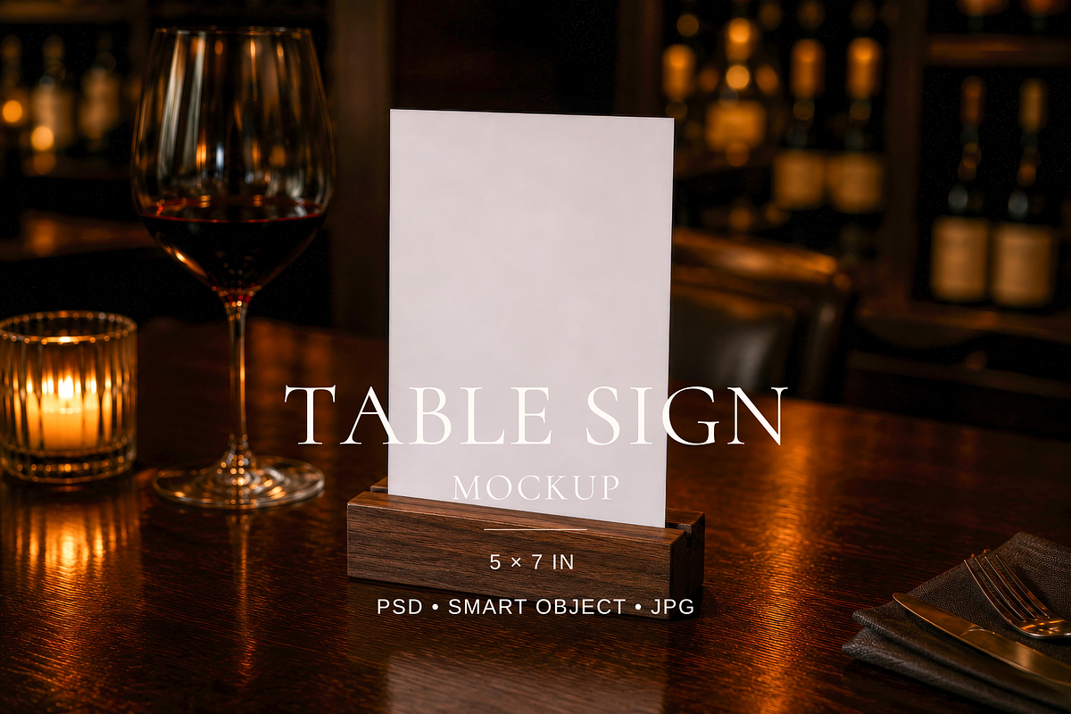 5x7 Restaurant Table Sign Mockup, an Advertising Mockup by Serenefeeling (Photo 1 of 6)