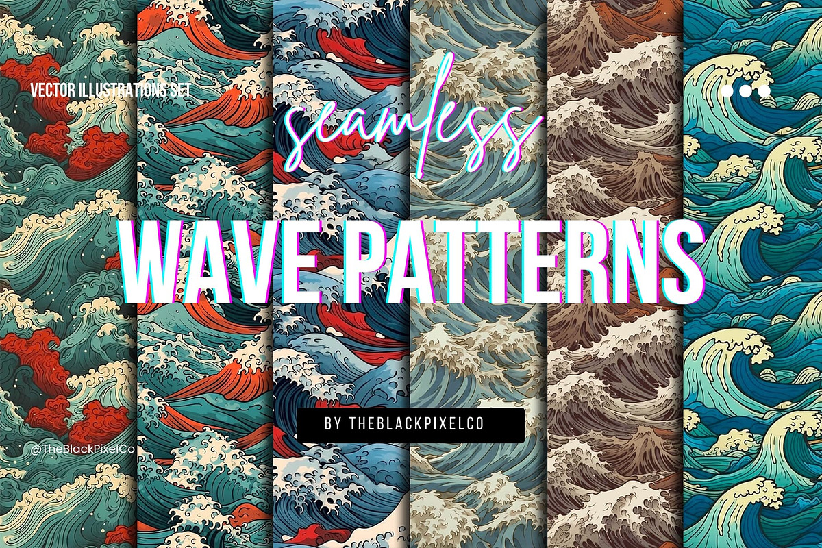 Waves of Japan: Seamless Patterns, a Pattern Graphic by TheBlackPixelCo (Photo 1 of 8)