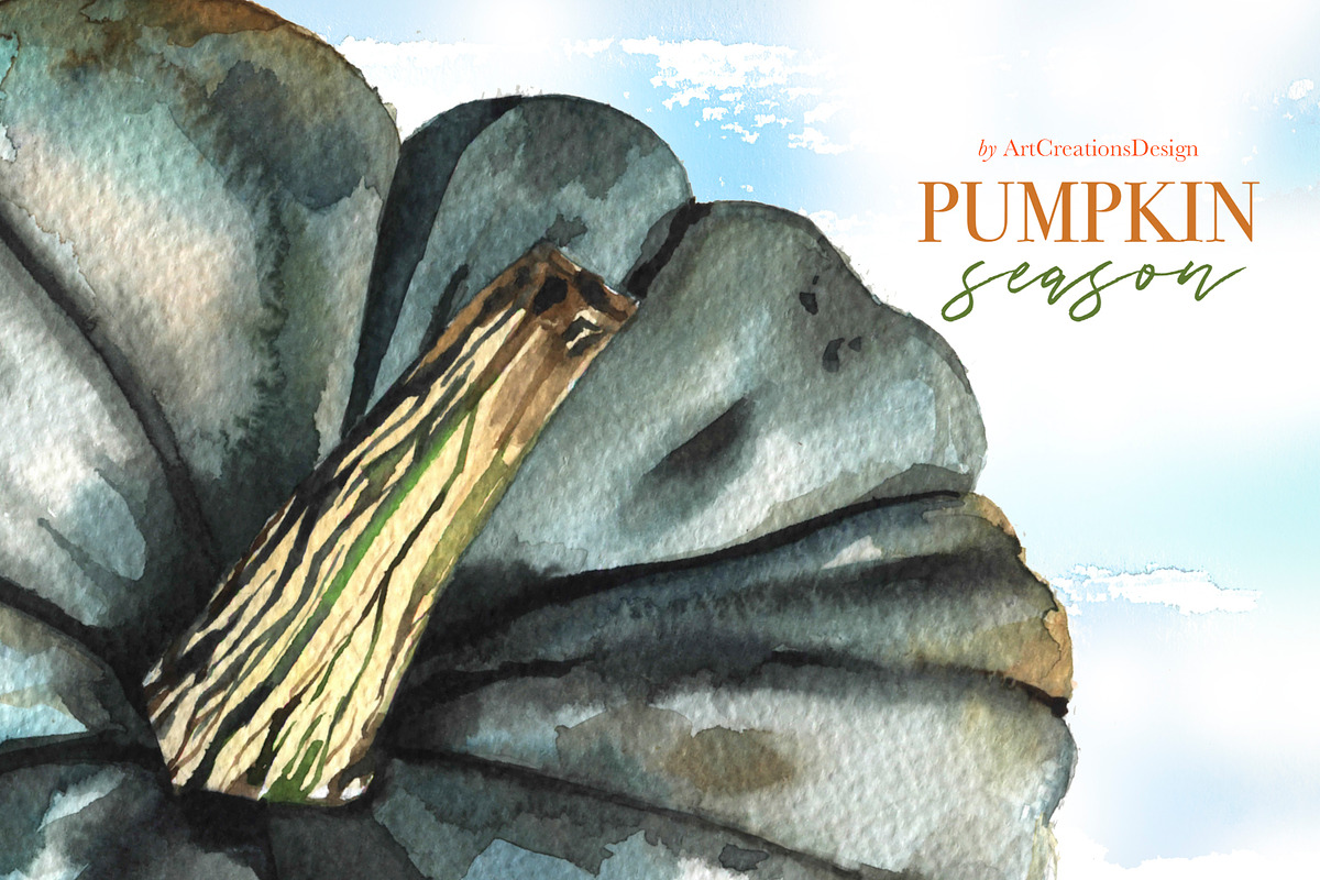 Watercolor Pumpkin Season Clipart, a Seasonal Illustration by ArtCreationsDesign (Photo 22 of 22)
