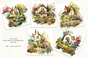 Watercolor Houses Clipart