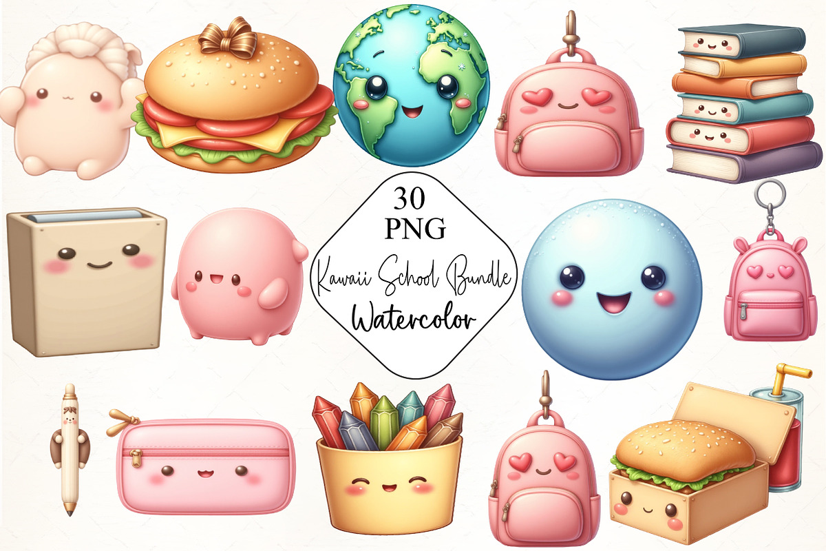 Kawaii School Clipart Bundle, an Illustration by CrexoraLab (Photo 4 of 5)
