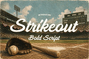 Strikeout - Bold Baseball Script, a Script Font by HipFonts (Thumbnail 1 of 9)