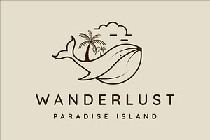 palm tree and whale logo line art, a Branding & Logo Template by zyxroun shop