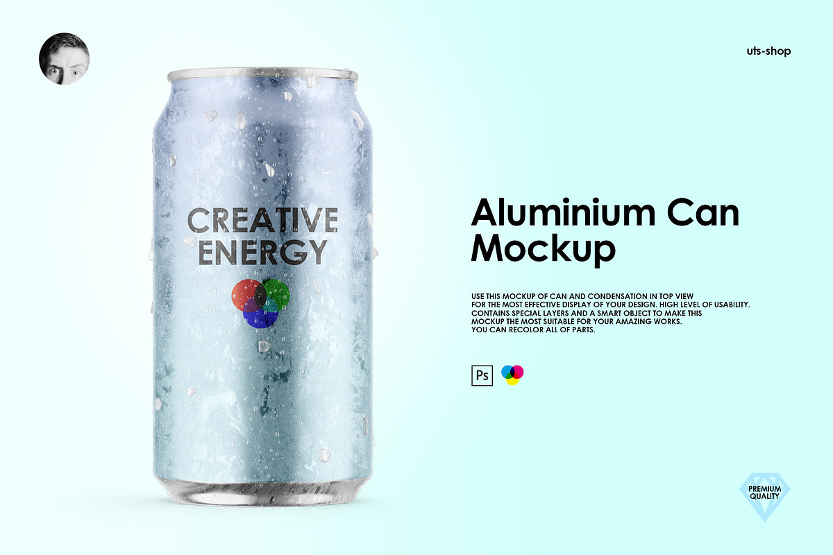 Aluminium Can Mockup, a Product Mockup by VadimPetrov (Photo 1 of 3)