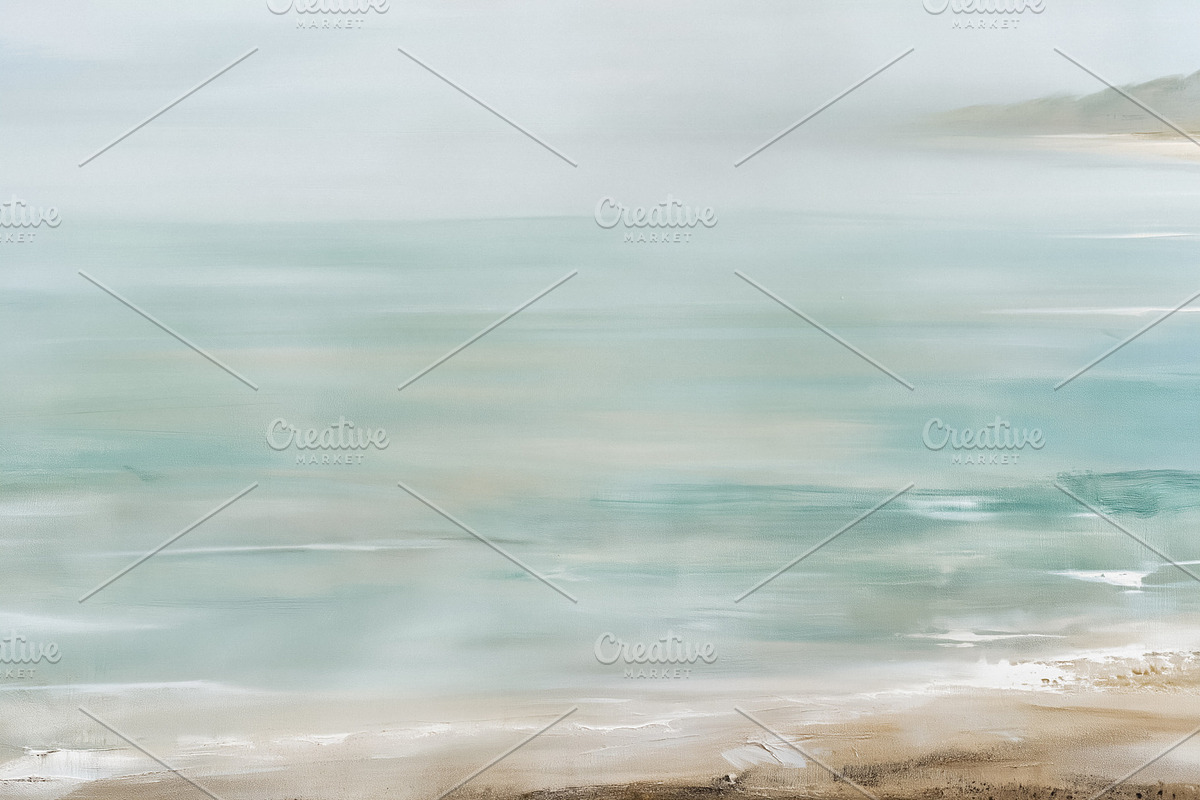 Abstract painting depicting a serene ocean seascape with hints o, a Photo by Studio ANNA (Photo 1 of 2)