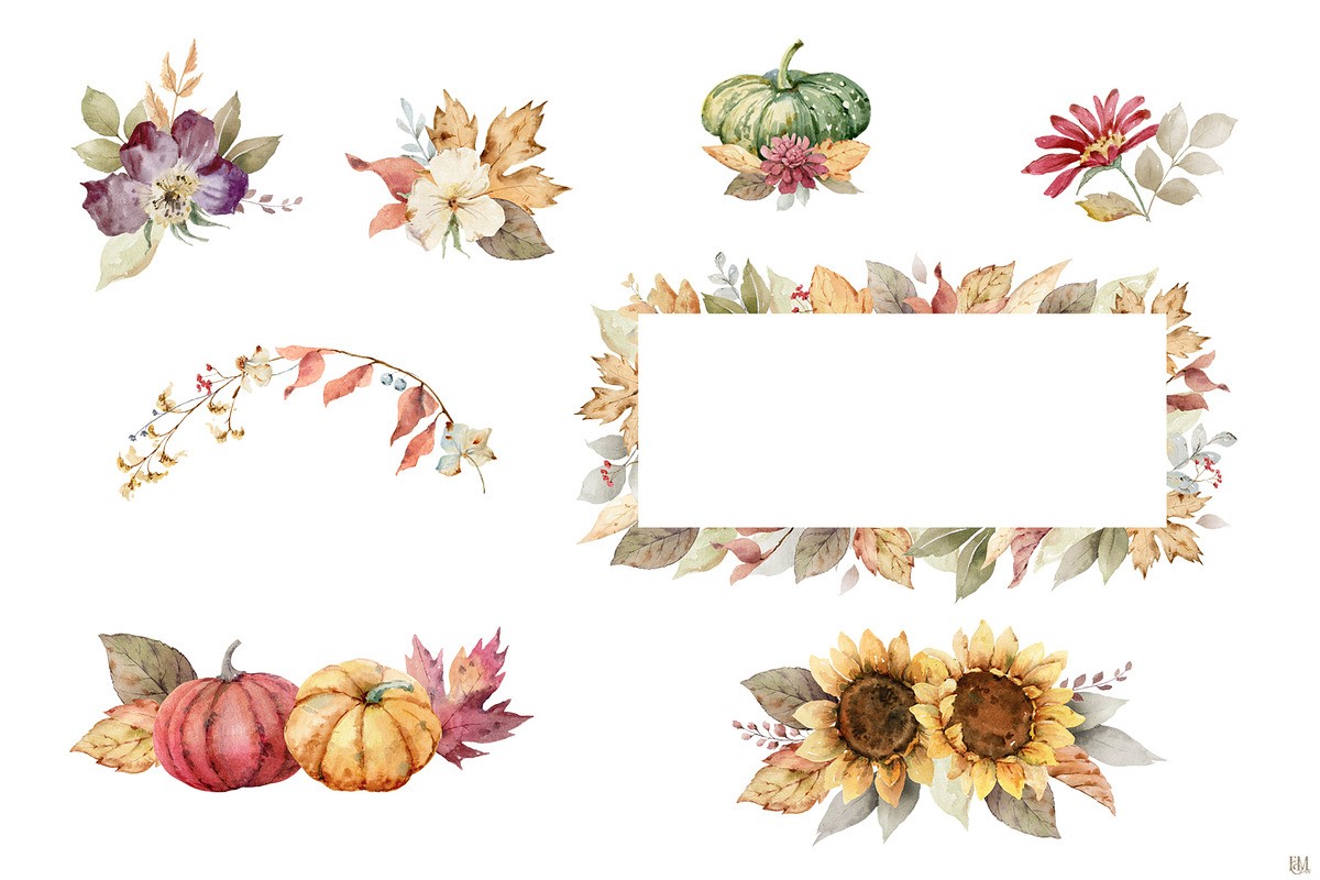 Autumn Time 2. Watercolor collection, a Decorative Illustration by Elena Medvedeva (Photo 5 of 14)