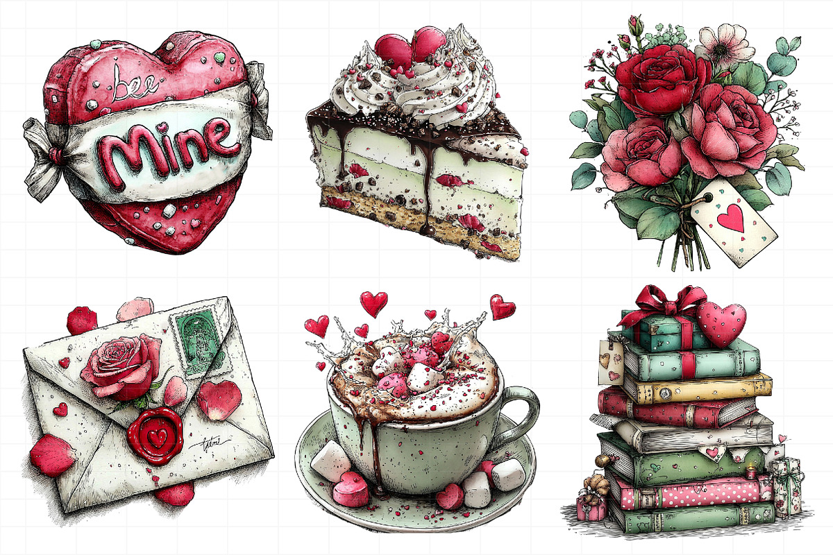 Whimsical Valentines Day Clipart, an Illustration by Daily.Designs (Photo 5 of 7)