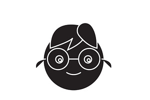 Geek Emoji Black Vector Concept Icon