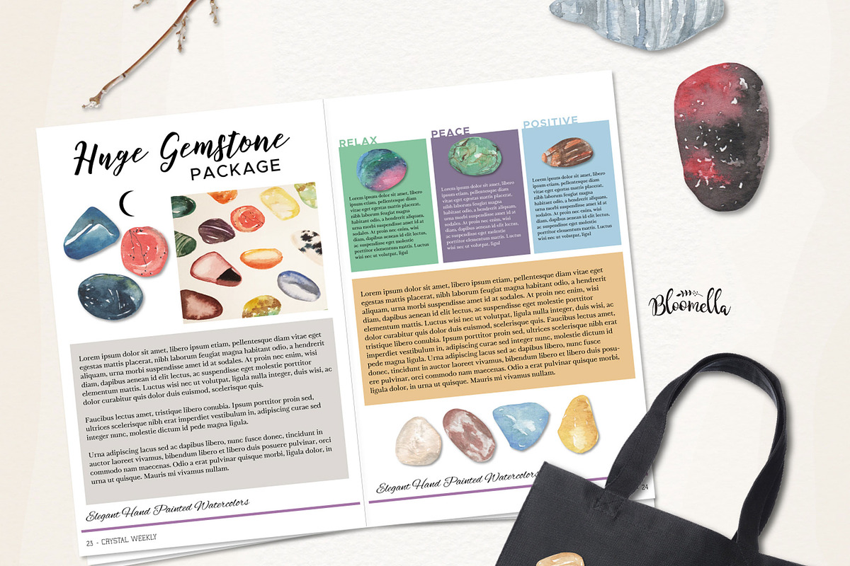 Gemstones 101 Watercolor Package, an Illustration by Bloomella (Photo 2 of 6)
