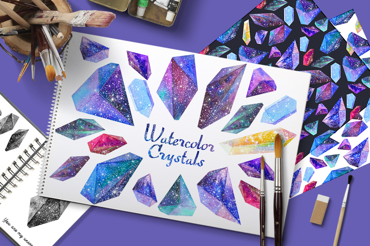 Watercolor crystals set, an Object Illustration by Librebird (Photo 3 of 4)