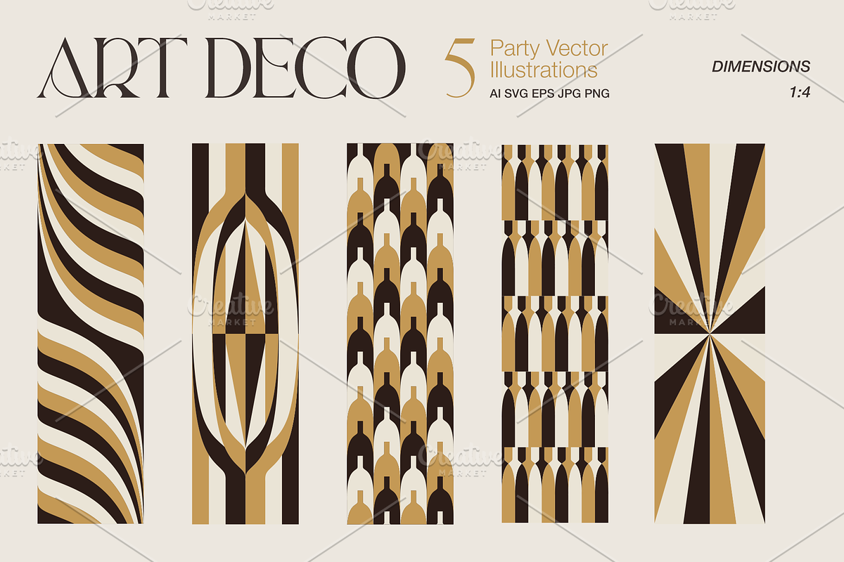 Art Deco Party Vector Illustrations, an Illustration by Aidana Aidar (Photo 6 of 9)