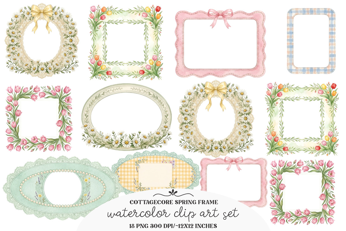 Cottagecore Spring Frame Clipart, an Illustration by GatewayDesign (Photo 1 of 3)