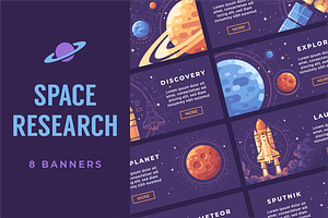 Space research banner set