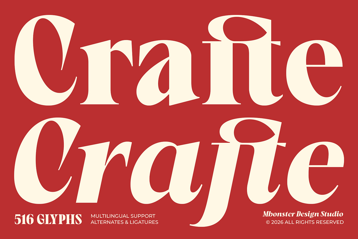 Crafte - Expressive Modern Serif, a Serif Font by Mbonster Design Studio (Photo 1 of 15)