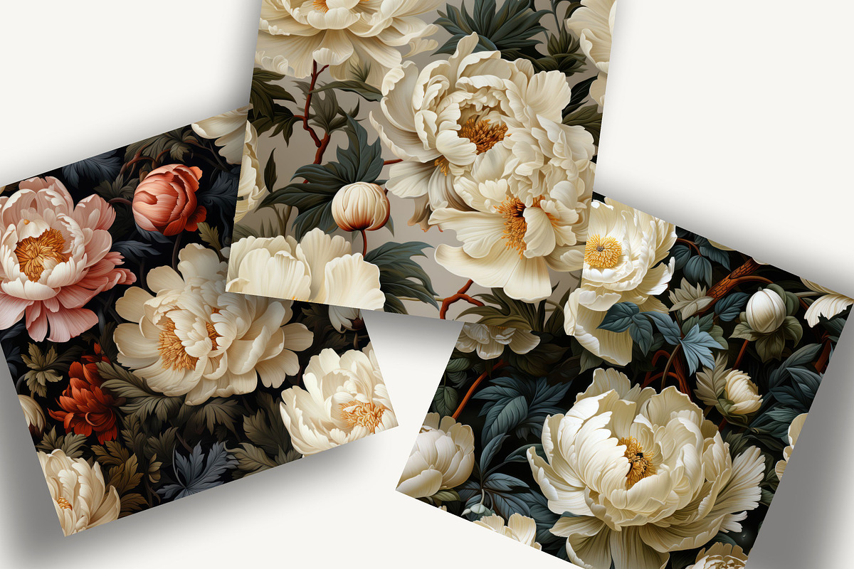 White Peony Patterns Set - 6 JPEG, a Pattern Graphic by LoveDesignShop (Photo 3 of 4)