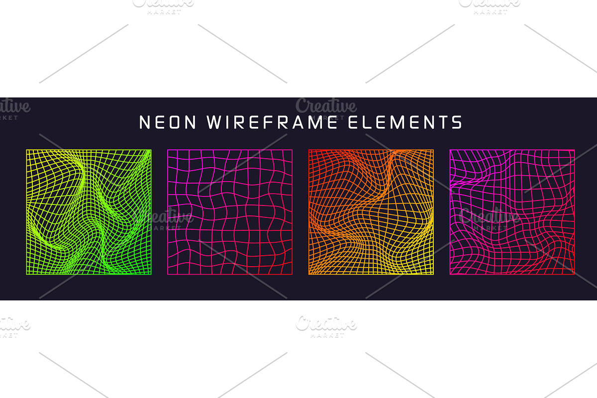 Colorful wireframe shapes, lined, an Object Illustration by 32pixels