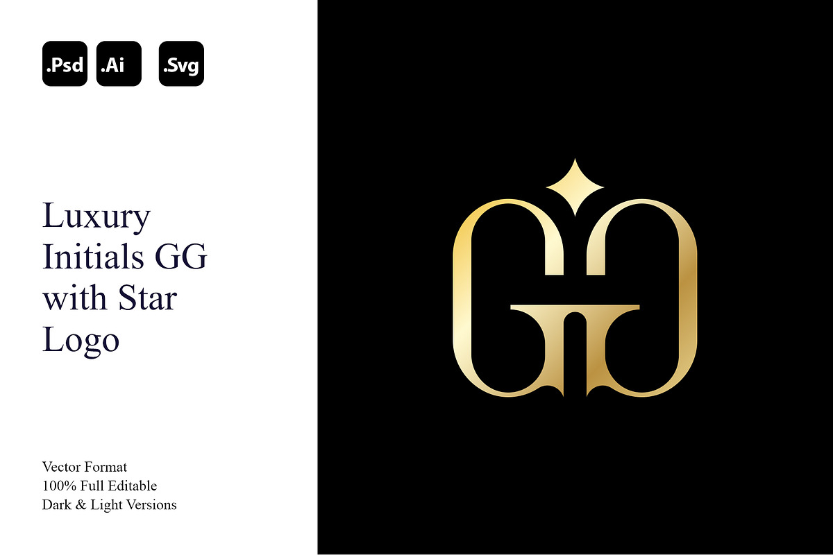 Luxury Initials GG with Star Logo, a Branding & Logo Template by Luxury Logos (Photo 1 of 4)
