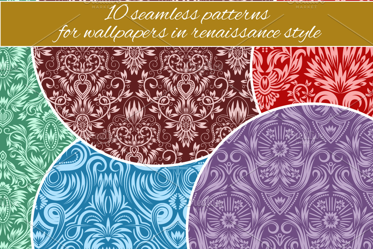 Renaissance seamless patterns set, a Pattern Graphic by Guten Tag Vector (Photo 3 of 3)