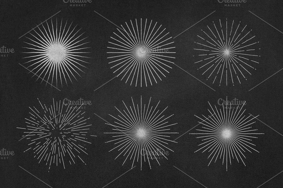 24 Retro Sunbursts - Set Vectors preview 2
