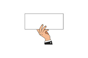 A hand holding a blank sign in a min, an Illustration by designvectx