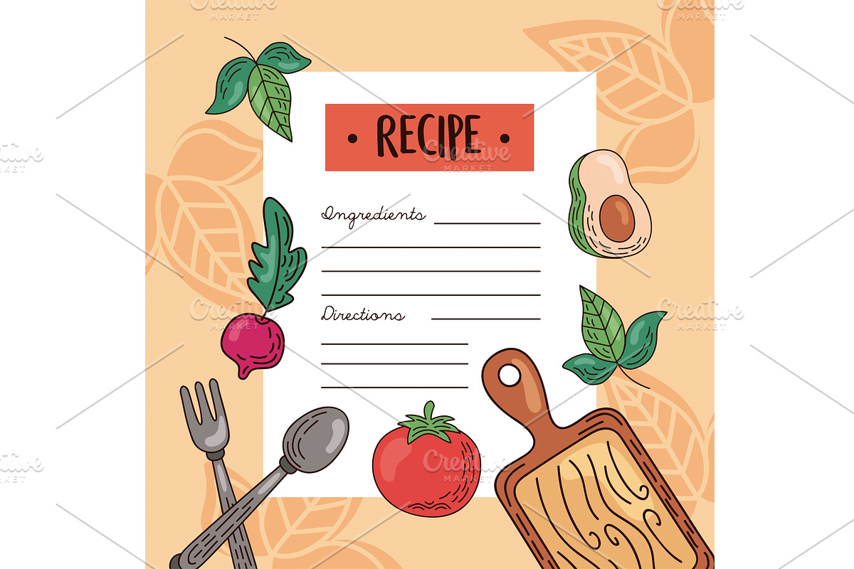 recipe with vegetables, a Food Illustration by studiogstock