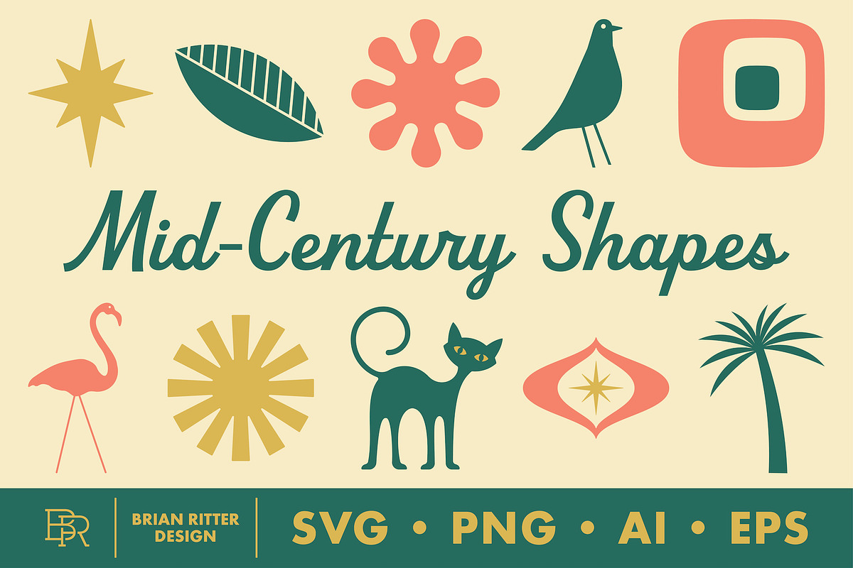 100 Mid-Century Shapes, an Object Graphic by Brian Ritter Design