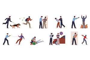 Policeman scenes. Officers in police, a Person Illustration by YummyBuum