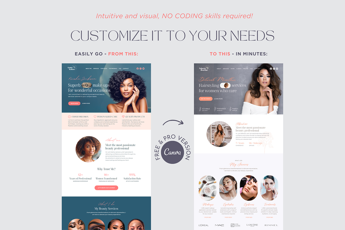 Canva Website Template Beauty, a Landing Page Template by vectorocean (Photo 4 of 11)