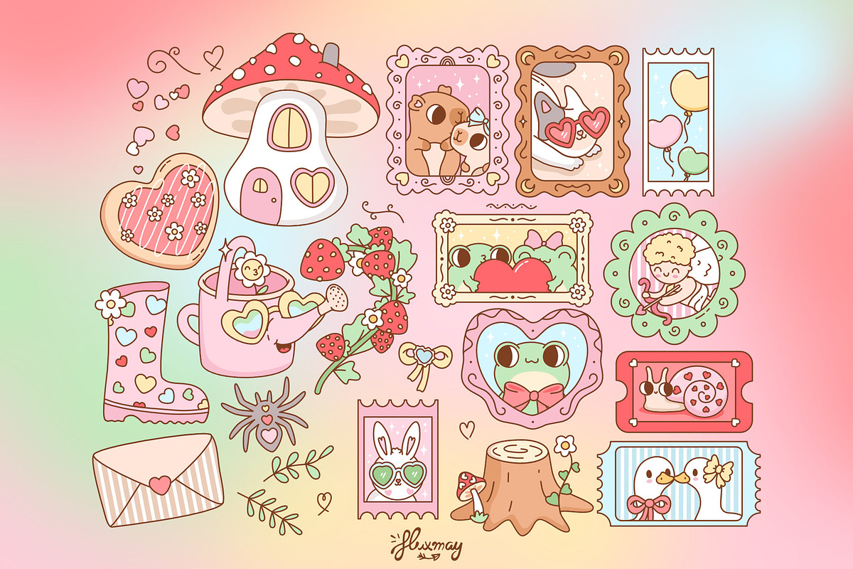 Love in Bloom - Valentine Cliparts, an Animal Illustration by Huxmay (Photo 4 of 7)