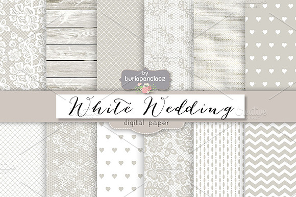 White rustic wedding digital paper preview 2