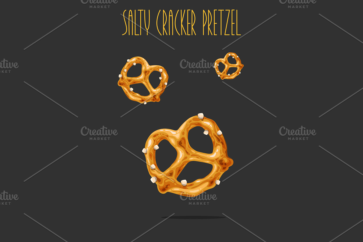 Salty cracker pretzel. Vector, a Food Illustration by AKOMIX (Photo 1 of 2)