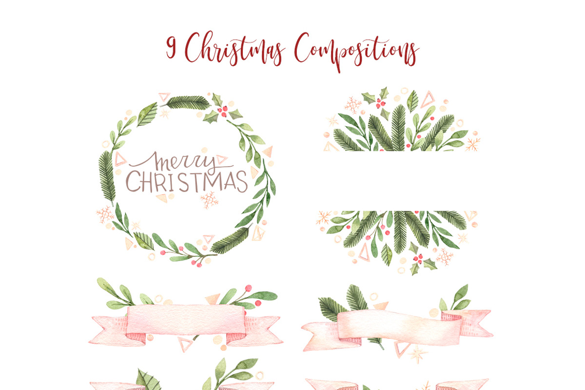 Watercolor Christmas decorations, a Decorative Illustration by Kate Macate (Photo 2 of 4)