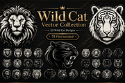 Wild Cat Vector Collection, an Animal Illustration by AvalgaCollectiblesan (Thumbnail 1 of 5)