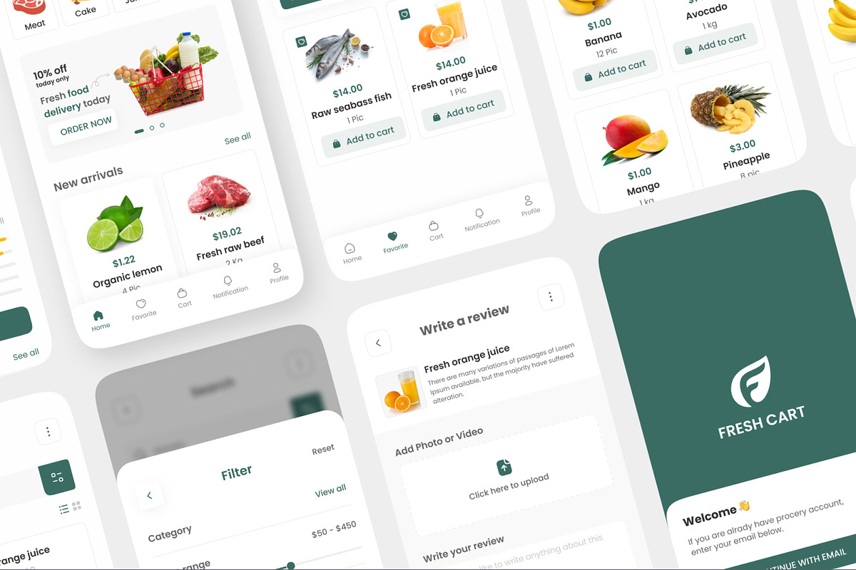 Fresh Cart-Grocery Mobile App UI Kit, an App Template by CreativeUI (Photo 6 of 8)