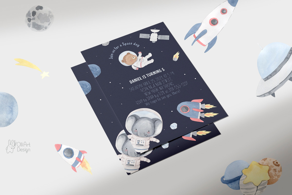 ASTRONAUT clipart. Watercolor animal, an Illustration by OlliArtDesign (Photo 5 of 8)