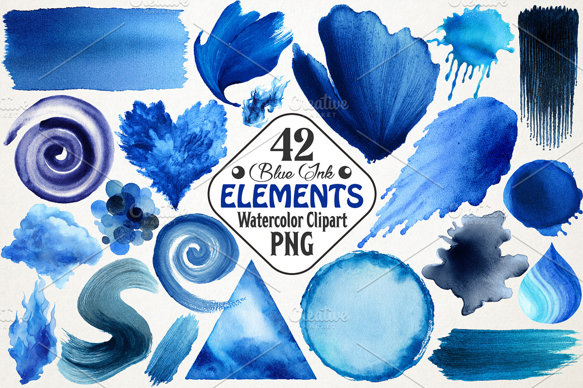 Blue Ink Elements, an Illustration by RobertsArt (Photo 1 of 7)