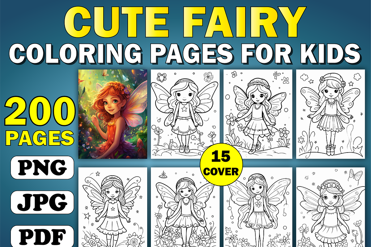 Cute Fairy Coloring Pages for Kids, an Illustration by Creative Art